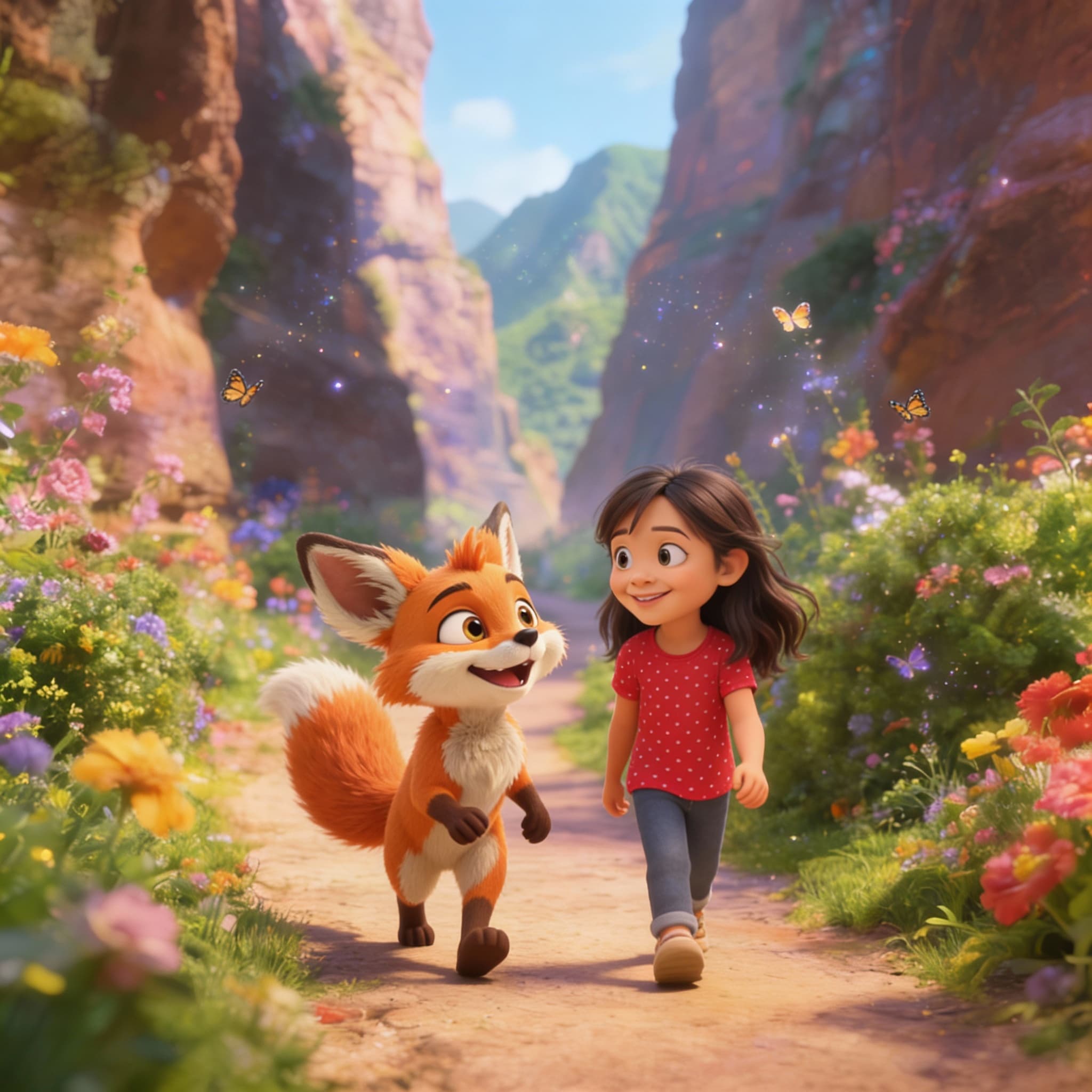 Child and Pip by the stream